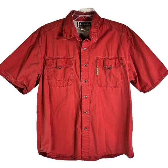 Columbia Other - Columbia Sportswear Camp Shirt Button Up Short Slv Vented Brick Red Men's sz M
